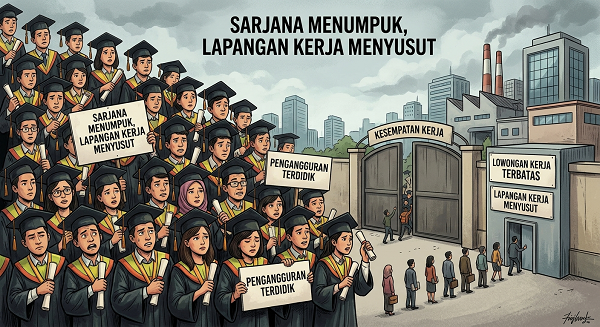 sarjana menganggur - ilustrasi berita Menghadapi Realitas: Sarjana Menganggur di Tengah Pertumbuhan Ekonomi